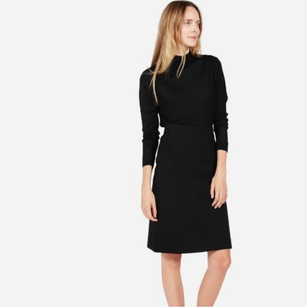 EVERLANE Black Ponte High Waist Stretchy Fitted Pencil Skirt